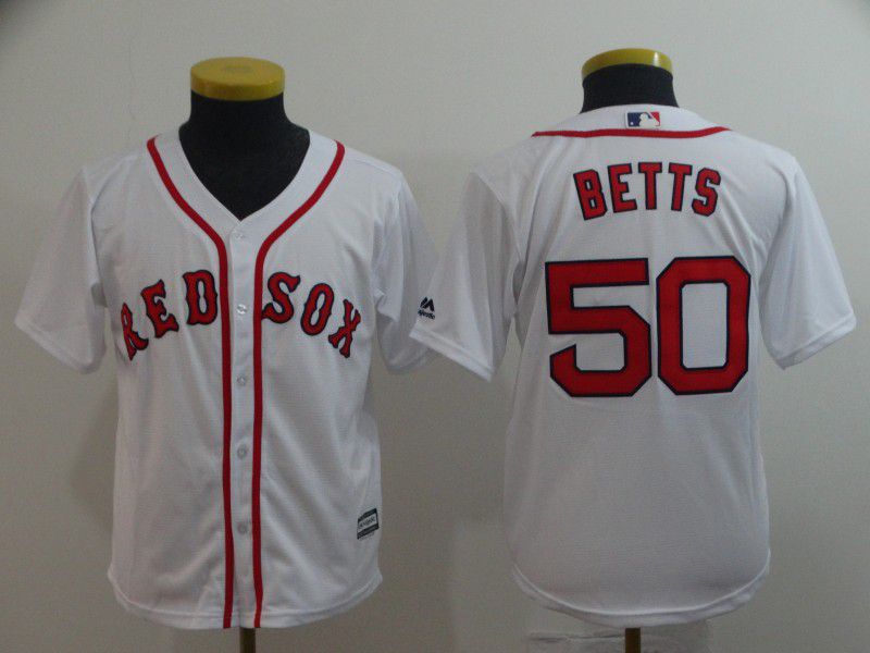 Youth Boston Red Sox #50 Betts White Game MLB Jerseys->->Youth Jersey